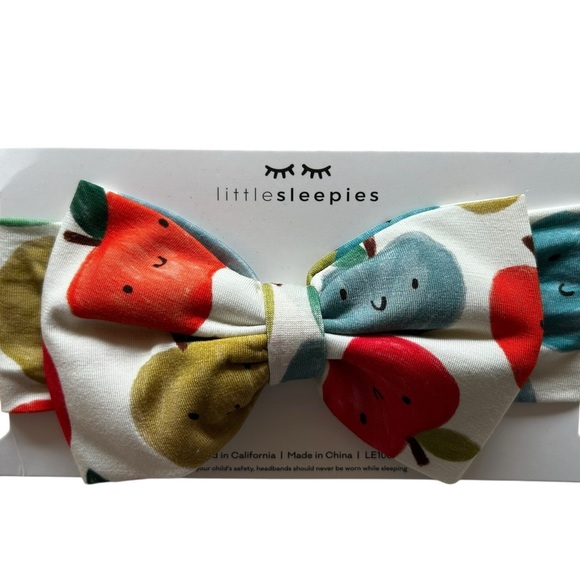 Little Sleepies Kids Apple of my eye Print luxe hair bow headband 4-8Y nwt - Picture 1 of 1